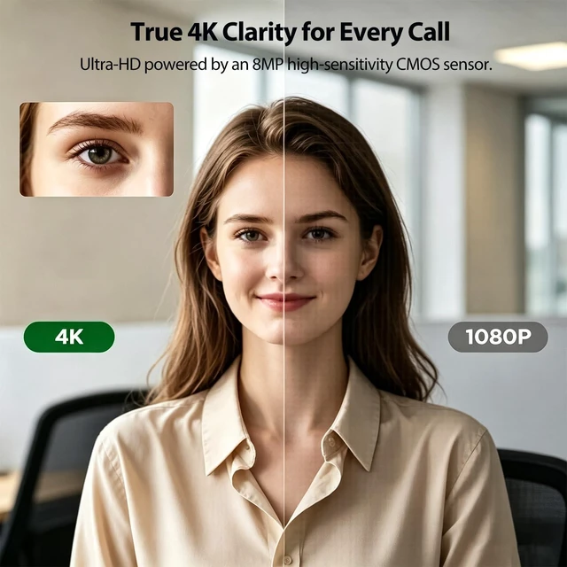 Alt view image 9 of 14 - 4K Ultra HD Webcam with 1/2.8"CMOS Sensor,PDAF Autofocus,1080P@60FPS | Dual Noise-Canceling Mics,Privacy Cover,USB Streaming Webcam for PC/Mac,Gaming,Video Calling,Live Streaming&Meetings