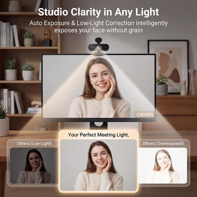 Alt view image 11 of 14 - 4K Ultra HD Webcam with 1/2.8"CMOS Sensor,PDAF Autofocus,1080P@60FPS | Dual Noise-Canceling Mics,Privacy Cover,USB Streaming Webcam for PC/Mac,Gaming,Video Calling,Live Streaming&Meetings