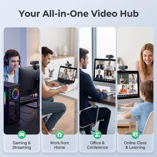 Alt view image 14 of 14 - 4K Ultra HD Webcam with 1/2.8"CMOS Sensor,PDAF Autofocus,1080P@60FPS | Dual Noise-Canceling Mics,Privacy Cover,USB Streaming Webcam for PC/Mac,Gaming,Video Calling,Live Streaming&Meetings