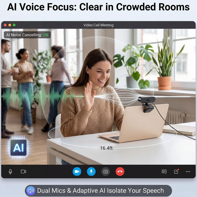 Alt view image 13 of 14 - 4K Ultra HD Webcam with 1/2.8"CMOS Sensor,PDAF Autofocus,1080P@60FPS | Dual Noise-Canceling Mics,Privacy Cover,USB Streaming Webcam for PC/Mac,Gaming,Video Calling,Live Streaming&Meetings