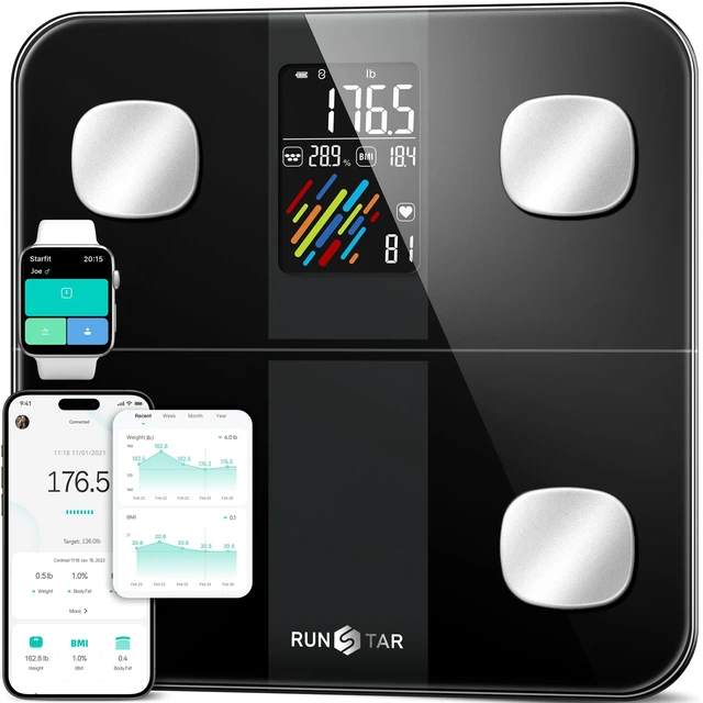 Alt view image 8 of 14 - Smart Scale for Body Weight, High Accuracy Digital Bathroom Scale with Large Display for BMI Muscle Mass Heart Rate, 22 Body Composition Analyzer Sync with Fitness App, 400lb
