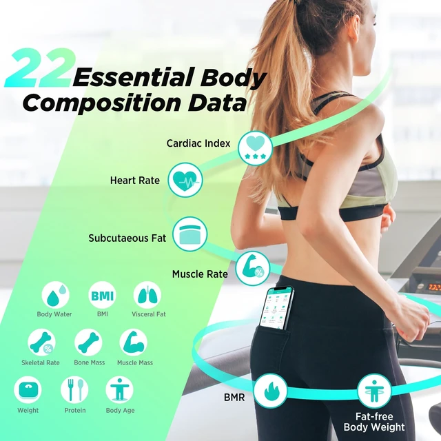 Alt view image 11 of 14 - Smart Scale for Body Weight, High Accuracy Digital Bathroom Scale with Large Display for BMI Muscle Mass Heart Rate, 22 Body Composition Analyzer Sync with Fitness App, 400lb