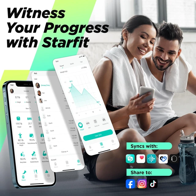 Alt view image 12 of 14 - Smart Scale for Body Weight, High Accuracy Digital Bathroom Scale with Large Display for BMI Muscle Mass Heart Rate, 22 Body Composition Analyzer Sync with Fitness App, 400lb