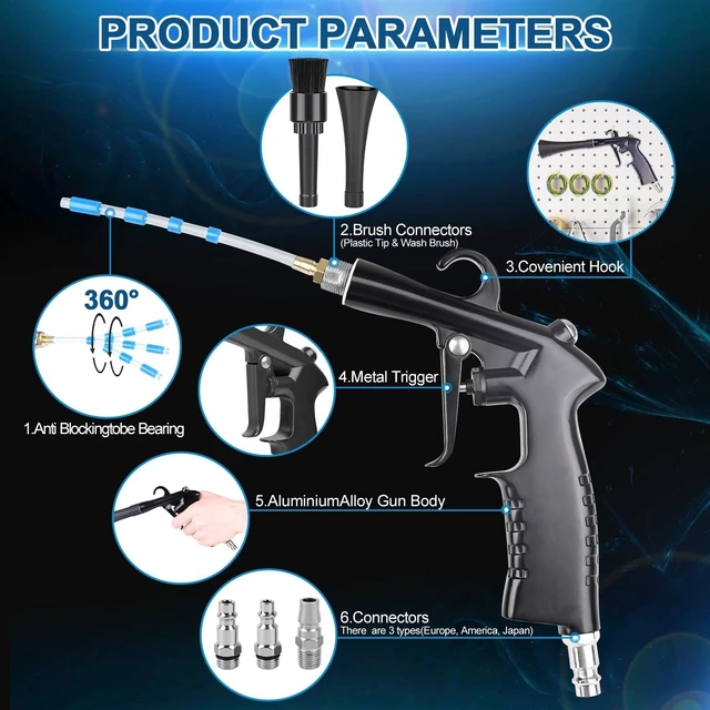 Alt view image 8 of 12 - Car Cleaning Gun Detailing Interior Dryer Air Blow Gun, High Pressure Blower Gun, Car Detailing Kit Interior Cleaner, Car Detailing Tools for Car Quickly Blasts Dirt and Dust Works with Air