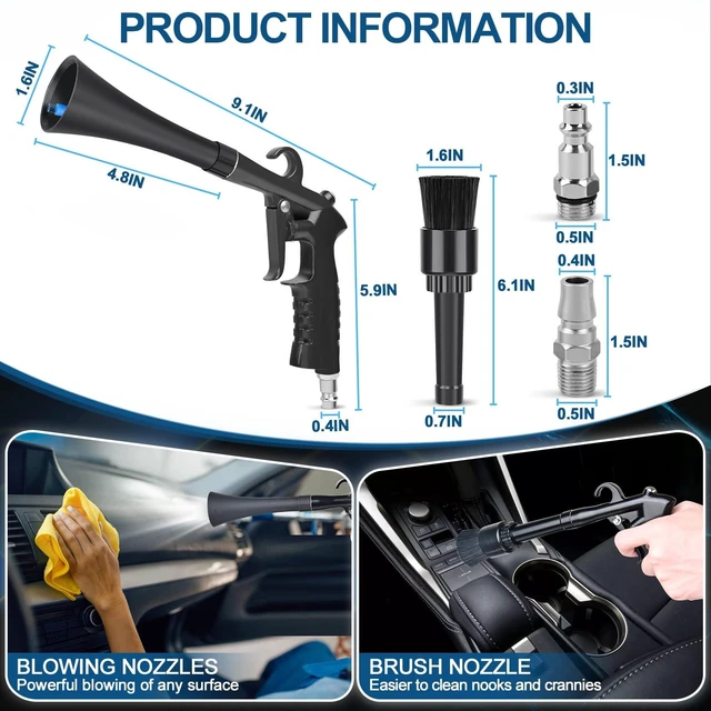 Alt view image 10 of 12 - Car Cleaning Gun Detailing Interior Dryer Air Blow Gun, High Pressure Blower Gun, Car Detailing Kit Interior Cleaner, Car Detailing Tools for Car Quickly Blasts Dirt and Dust Works with Air