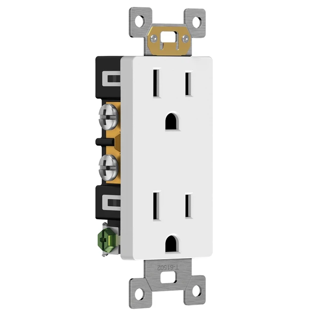 Alt view image 9 of 14 - 20 Pack Decorator Wall Outlet, 15A Standard Electrical Receptacle | Self-Grounding, UL Listed, 5-15R, 125V, Non-Tamper Resistant Residential Outlets for Home, Kitchen, Bathroom, Glossy White