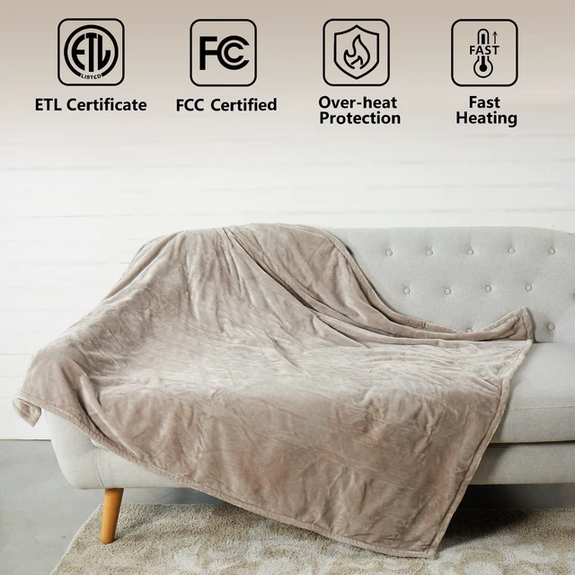 Alt view image 9 of 14 - Heated Blanket Throw,Ultra Soft 2-Layer Flannel Electric Blanket | 3 Heat Settings, 4H Auto Off, ETL/FCC Certified, Overheat Protection, Machine Washable, for Couch & Bed, Office, Women Gifts