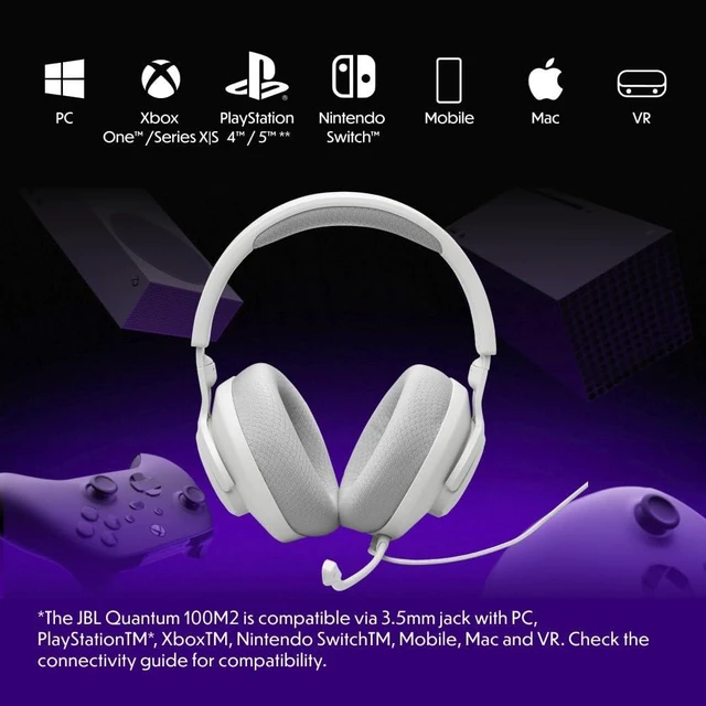 Alt view image 9 of 14 - Quantum 100M2 Wired Gaming Headset, Detachable Mic - White | Memory Foam Ear Cushions And 3.5 Mm Jack Work With PC, PlayStation, Xbox, Nintendo Switch For Immersive PC Gaming Sessions