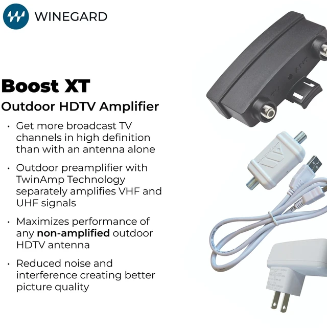 Alt view image 9 of 14 - Boost XT LNA-200 Outdoor TV Antenna Preamplifier | 10x TwinAmp VHF/UHF, Clear Circuit Technology, 1dB Low Noise, Non-Amplified HDTV Antenna Compatible