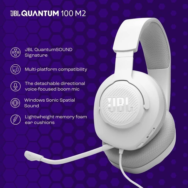 Alt view image 12 of 14 - Quantum 100M2 Wired Gaming Headset, Detachable Mic - White | Memory Foam Ear Cushions And 3.5 Mm Jack Work With PC, PlayStation, Xbox, Nintendo Switch For Immersive PC Gaming Sessions
