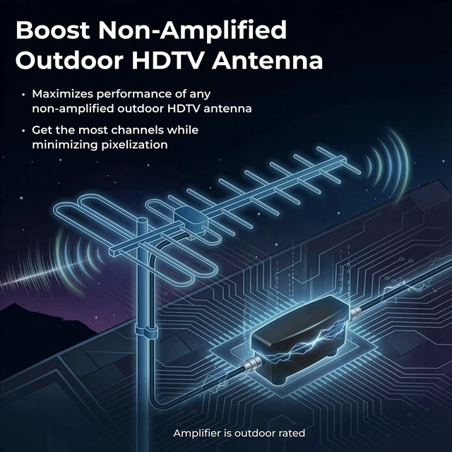 Alt view image 11 of 14 - Boost XT LNA-200 Outdoor TV Antenna Preamplifier | 10x TwinAmp VHF/UHF, Clear Circuit Technology, 1dB Low Noise, Non-Amplified HDTV Antenna Compatible