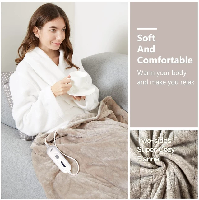 Alt view image 13 of 14 - Heated Blanket Throw,Ultra Soft 2-Layer Flannel Electric Blanket | 3 Heat Settings, 4H Auto Off, ETL/FCC Certified, Overheat Protection, Machine Washable, for Couch & Bed, Office, Women Gifts