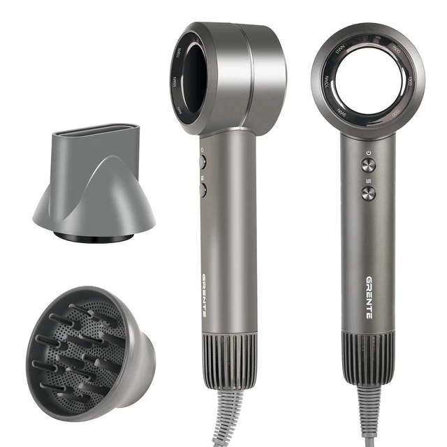 Alt view image 8 of 14 - High Speed Hair Dryer - 110,000 RPM Brushless Motor 1500W, 3 Speeds & 4 Heat Settings with Concentrator Nozzle, Thermostatic Hair Protection, Lightweight Quiet, Unisex Grey