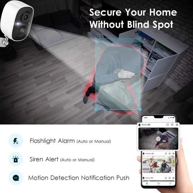 Alt view image 10 of 14 - 2 Pack Security Cameras Wireless Outdoor, 2K Video, Motion Detection | Color Night Vision, 3-Minute Setup, 2-Way Talk, IP65 Waterproof, for Indoor&Outdoor, VicoHome, 2.4GHz WiFi, SD/Cloud Storage