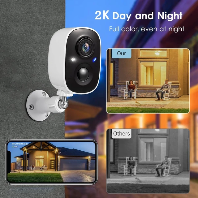 Alt view image 9 of 14 - 2 Pack Security Cameras Wireless Outdoor, 2K Video, Motion Detection | Color Night Vision, 3-Minute Setup, 2-Way Talk, IP65 Waterproof, for Indoor&Outdoor, VicoHome, 2.4GHz WiFi, SD/Cloud Storage