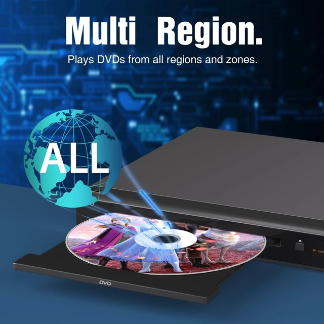 Alt view image 11 of 14 - Region-Free DVD Player for TV with HDMI & 1080P Upscaling | CD/DVD/USB Playback, Compact Metal Housing, Coaxial Audio, LED Display, Remote & HDMI/AV Cables Included