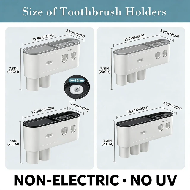 Alt view image 9 of 14 - Toothbrush Holders for Bathrooms Wall Mounted, 6 Slot Toothbrush Holder with 2 Automatic Toothpaste Dispensers, 2 Magnetic Cups, Large Capacity Bathroom Organizer, Wall Storage with Drawer