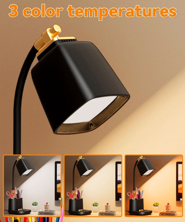 Alt view image 9 of 14 - LED Desk Lamp for Dorm 2 USB Ports, Dorm Room Essentials, Small Table Lamp for Home Office, College Dorm Room Gifts, Gooseneck Desk Light with Charger Storage Box for Study, Reading, Craft, Work, Task