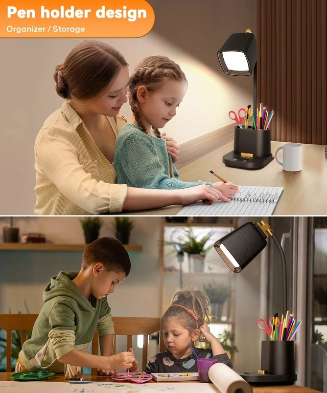 Alt view image 12 of 14 - LED Desk Lamp for Dorm 2 USB Ports, Dorm Room Essentials, Small Table Lamp for Home Office, College Dorm Room Gifts, Gooseneck Desk Light with Charger Storage Box for Study, Reading, Craft, Work, Task