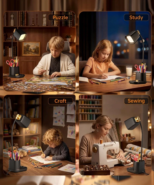 Alt view image 14 of 14 - LED Desk Lamp for Dorm 2 USB Ports, Dorm Room Essentials, Small Table Lamp for Home Office, College Dorm Room Gifts, Gooseneck Desk Light with Charger Storage Box for Study, Reading, Craft, Work, Task