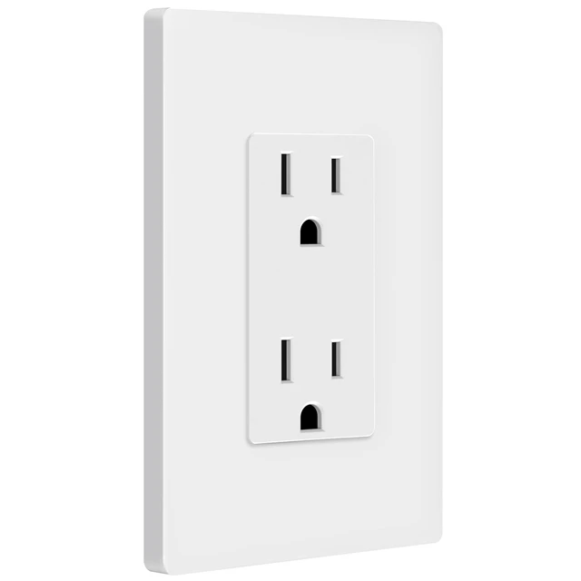 Alt view image 9 of 14 - 20 Pack Decorator Outlet 15A Receptacle with Screwless Wall Plate | Self-Grounding, UL Listed, Standard Residential Electrical Outlets for Home, Non-Tamper Resistant, 5-15R, 125V, Glossy White