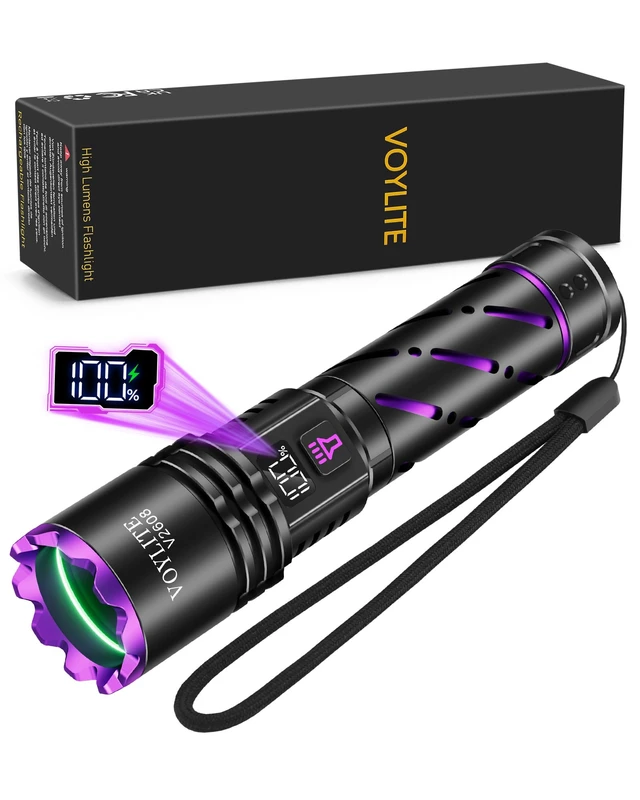 Alt view image 7 of 12 - 30W High Power 365nm UV Flashlight Rechargeable LCD Power Display | 12H Long Lasting Pro Ultraviolet Black Light Detector for Pet Urine Stains, Scorpions, Resin Curing, Fluorescent Minerals