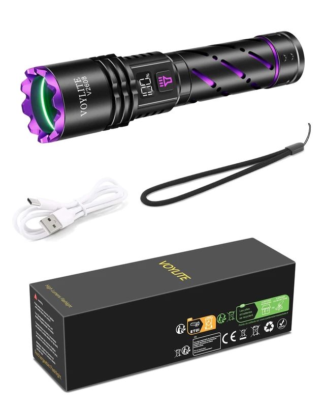Alt view image 12 of 12 - 30W High Power 365nm UV Flashlight Rechargeable LCD Power Display | 12H Long Lasting Pro Ultraviolet Black Light Detector for Pet Urine Stains, Scorpions, Resin Curing, Fluorescent Minerals
