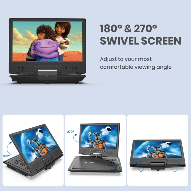 Alt view image 11 of 14 - 12.5" Portable DVD Player for Car with 10.5" Swivel Screen, 5 Hours Rechargeable Battery, Car DVD Player with Headrest Mount, Dual Speakers, Remote Control, Support USB/SD Card/Sync TV