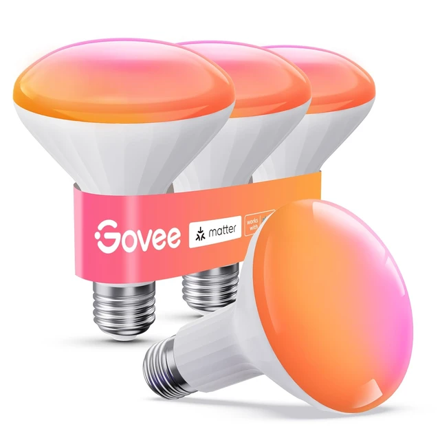 Alt view image 8 of 14 - BR30 Smart Light Bulbs 850 LM, RGBWW E26 Base 4 Pack | LED Light Bulb Works with Matter, Alexa, Flood Light Bulbs, Recessed Can Light Bulb for Bedroom, Living Room