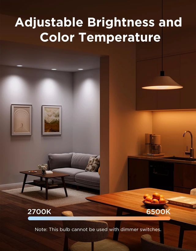 Alt view image 10 of 14 - BR30 Smart Light Bulbs 850 LM, RGBWW E26 Base 4 Pack | LED Light Bulb Works with Matter, Alexa, Flood Light Bulbs, Recessed Can Light Bulb for Bedroom, Living Room