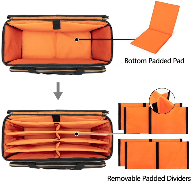 Alt view image 9 of 14 - Large Travel DJ Cable File Bag with Inner Detachable Divider | with Padded Compartment for 15.6 Laptop, Cable Organizer Bag for Cords, Sound Equipment, DJ Gear, Musician Accessories