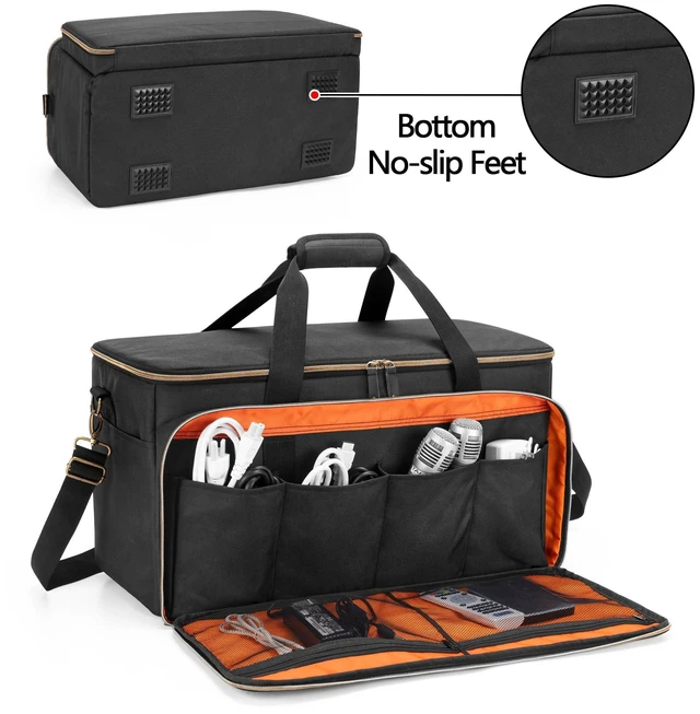 Alt view image 11 of 14 - Large Travel DJ Cable File Bag with Inner Detachable Divider | with Padded Compartment for 15.6 Laptop, Cable Organizer Bag for Cords, Sound Equipment, DJ Gear, Musician Accessories