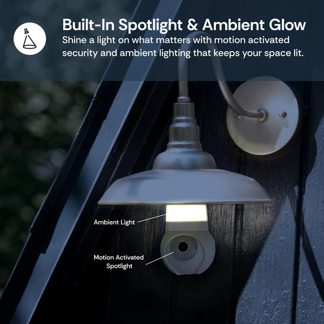 Alt view image 11 of 14 - Bulb Security Camera Wireless Outdoor Indoor, 2K 360° Pan Tilt | Color Night Vision, Spotlight, 2.4&5GHz Wi-Fi, Porch Light Camera for Home Security, Not for Verizon Cellular Wi-Fi 6 Routers