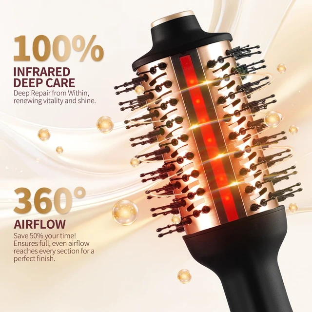Alt view image 10 of 14 - Infrared Blow Dryer Brush - 4 in 1 Hair Dryer Brush for Anti-frizz Drying & Styling, Negative Ionic Women Blowout Hot-Air Hair Brushes with Oval Barrel for Smooth, Salon-Style Volume