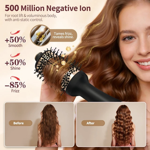 Alt view image 9 of 14 - Infrared Blow Dryer Brush - 4 in 1 Hair Dryer Brush for Anti-frizz Drying & Styling, Negative Ionic Women Blowout Hot-Air Hair Brushes with Oval Barrel for Smooth, Salon-Style Volume