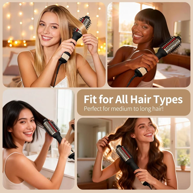 Alt view image 11 of 14 - Infrared Blow Dryer Brush - 4 in 1 Hair Dryer Brush for Anti-frizz Drying & Styling, Negative Ionic Women Blowout Hot-Air Hair Brushes with Oval Barrel for Smooth, Salon-Style Volume