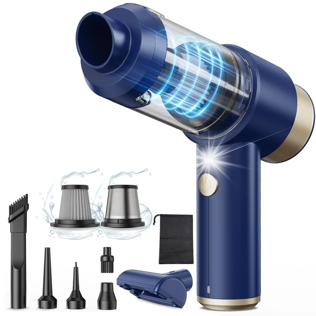 Alt view image 8 of 14 - Car Vacuum Handheld Vacuum Cleaner, 15000PA Suction, Mini Vacuums with Air Duster and Blower, Portable Hand Held Vacuum for Car, House, Crumbs, Hair (Blue)