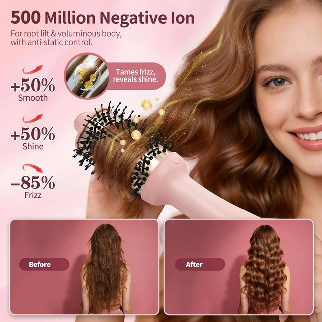 Alt view image 9 of 14 - Infrared Blow Dryer Brush - 4 in 1 Hair Dryer Brush for Anti-frizz Drying & Styling, Negative Ionic Women Blowout Hot-Air Hair Brushes with Oval Barrel for Smooth, Salon-Style Volume