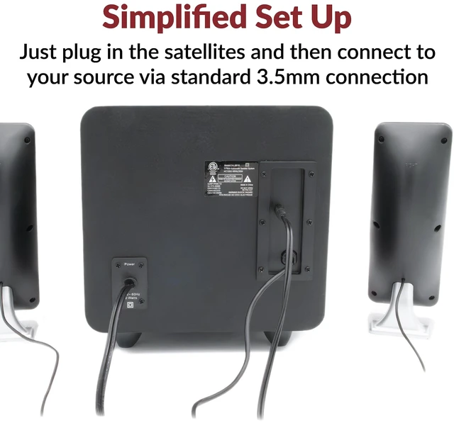 Alt view image 13 of 14 - CA-3610 2.1 Multimedia Speaker System with Subwoofer, 62 Watts Peak Power, Strong Bass, Perfect for Music, Movies, and Games