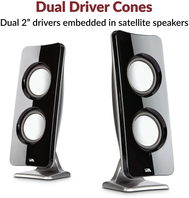 Alt view image 12 of 14 - CA-3610 2.1 Multimedia Speaker System with Subwoofer, 62 Watts Peak Power, Strong Bass, Perfect for Music, Movies, and Games