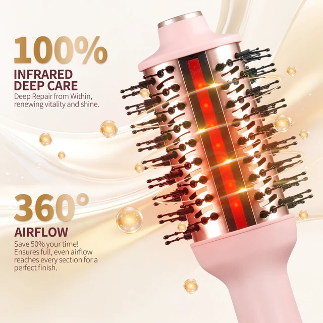 Alt view image 10 of 14 - Infrared Blow Dryer Brush - 4 in 1 Hair Dryer Brush for Anti-frizz Drying & Styling, Negative Ionic Women Blowout Hot-Air Hair Brushes with Oval Barrel for Smooth, Salon-Style Volume