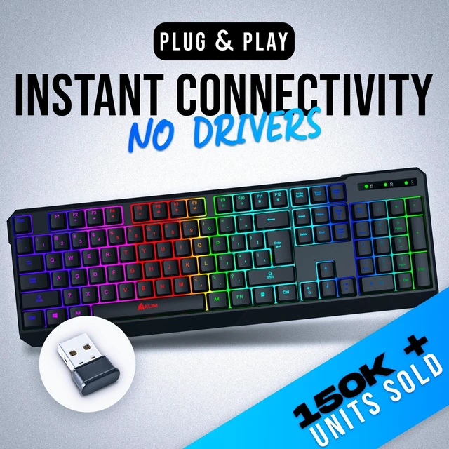Alt view image 9 of 14 - Chroma Wireless Keyboard RGB Backlit Gaming, Rechargeable Battery, PC Keyboard, Durable & Water-Resistant, Compatible with PS4, PS5 & Mac - Black