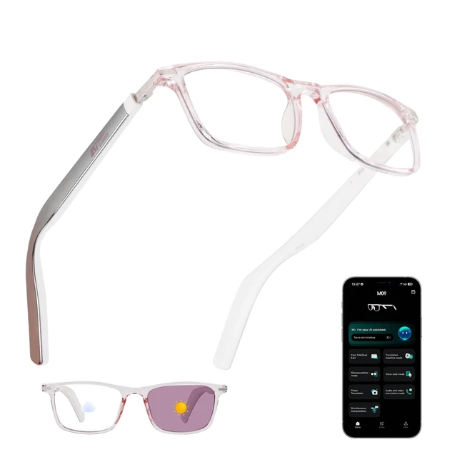 Alt view image 8 of 14 - AI Smart Glasses for Women with Stylish Rose-Gold Thin Temples | Real-Time Translation - 164 Languages, Color-Changing Lenses, Lightweight, Free App, Bluetooth Glasses for Travel Working