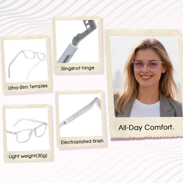 Alt view image 13 of 14 - AI Smart Glasses for Women with Stylish Rose-Gold Thin Temples | Real-Time Translation - 164 Languages, Color-Changing Lenses, Lightweight, Free App, Bluetooth Glasses for Travel Working