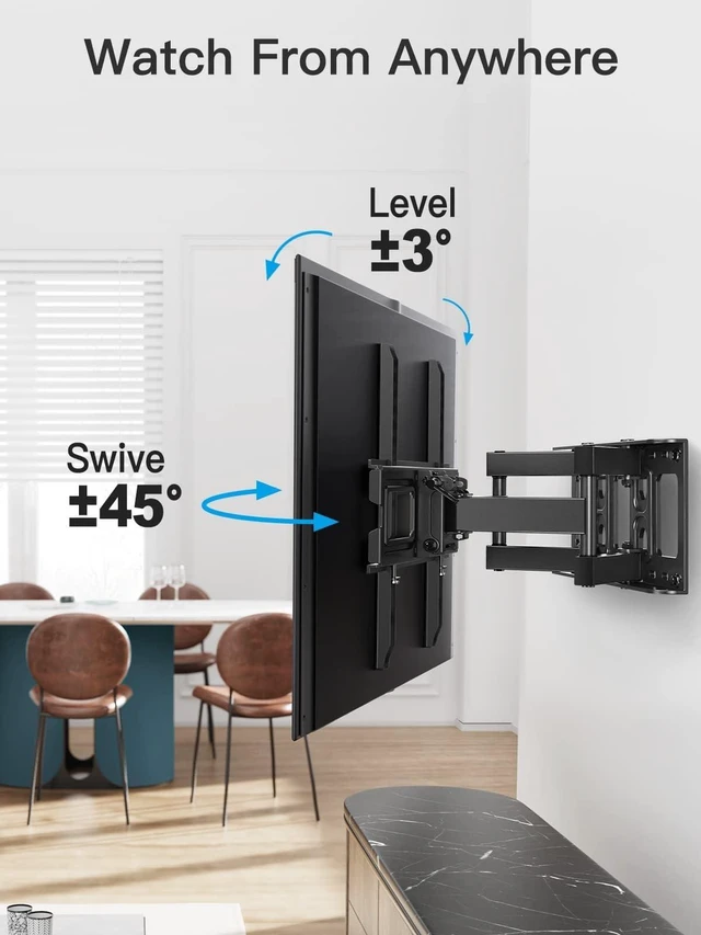 Alt view image 14 of 14 - TV Wall Mount for 26-74 inch LED LCD OLED 4K TVs up to 99lbs, Full Motion TV Mount Bracket Articulating Swivel Extension Tilting Leveling Max VESA 400x400mm, Fits 12/16 Inch Wood Studs