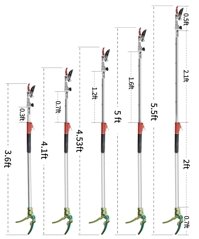 Alt view image 9 of 14 - Pruner for Garden, Cut Upto 1 Inch & Hold Telescopic Pole Pruner, Fruit Picker with Rotating Blade Head, Lightweight Aluminum Extendable Handle for Tree Branch Cutter, 3.67-5.45 FT, Silver