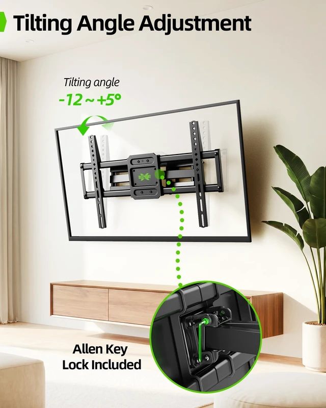 Alt view image 13 of 14 - Full Motion TV Wall Mount for 42-82 Inch TVs up to 120lbs, Wall Mount TV Bracket with Articulating Swivel Tilt Extension Leveling, Max VESA 600x400mm Fits 12/16" Wood Stud