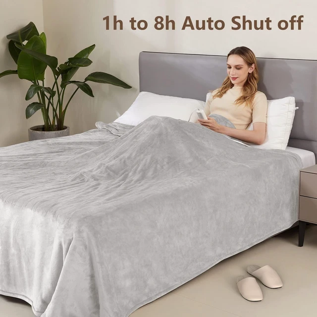 Alt view image 10 of 12 - Electric Heated Blanket Queen Size with 6 Levels & 8h Auto Off, Ultra Soft Flannel Full Body Heating Blanket, Machine Washable, Warm Gray, 84" x 90"
