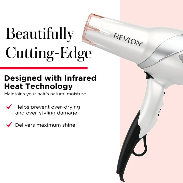Alt view image 9 of 14 - Infrared Ionic Hair Dryer with Diffuser & Concentrator, White | 2 Speed Settings, Tourmaline Technology for Frizz Control, 1875 Watt Power for Fast Drying, Suitable for All Hair Types
