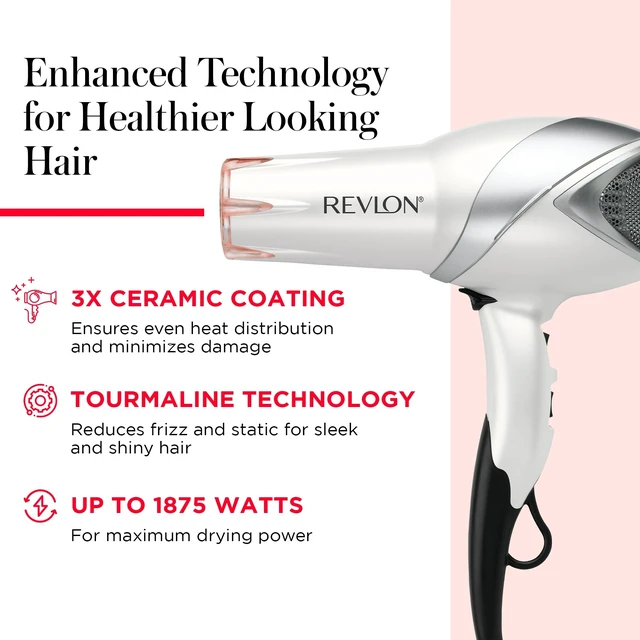 Alt view image 11 of 14 - Infrared Ionic Hair Dryer with Diffuser & Concentrator, White | 2 Speed Settings, Tourmaline Technology for Frizz Control, 1875 Watt Power for Fast Drying, Suitable for All Hair Types